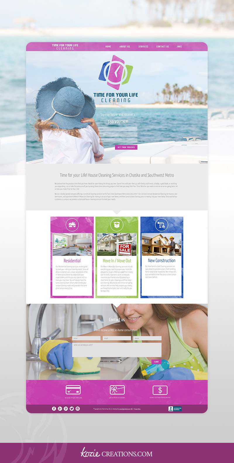 Website Homepage Design for Time For Your Life Cleaning