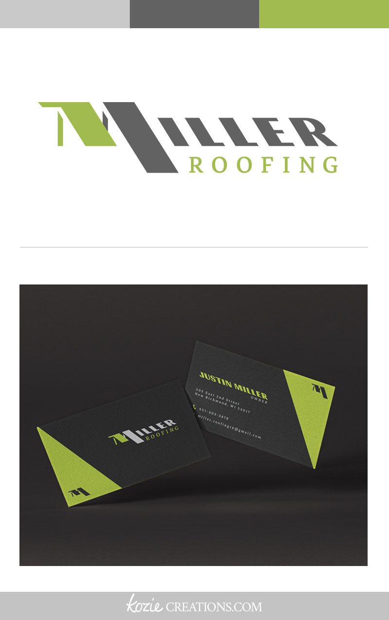 Miller Roofing Branding Logo Design and Business Card Design